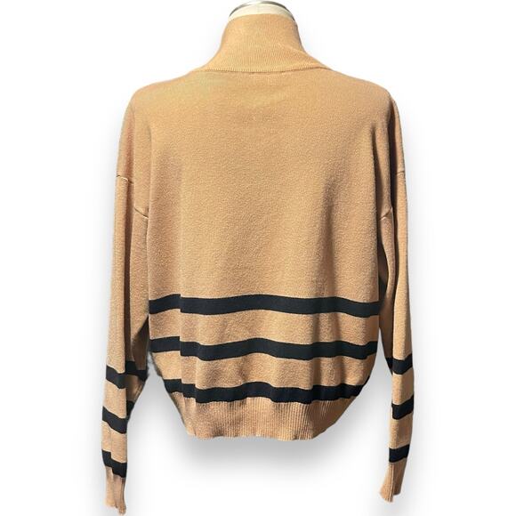 VICI Half-Zip Pullover Sweater Camel Black Stripes XL - Picture 3 of 5